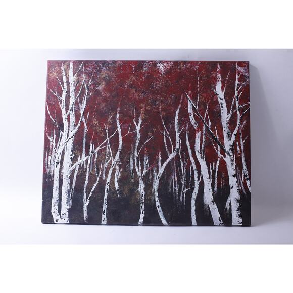 Autumn Birch Trees, Painting, 20x16 inches, Nature, Landscape, Fall, Artwork, - Picture 1 of 3
